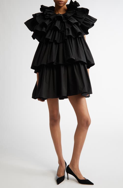 Vaquera Tiered Ruffle Minidress in Black 