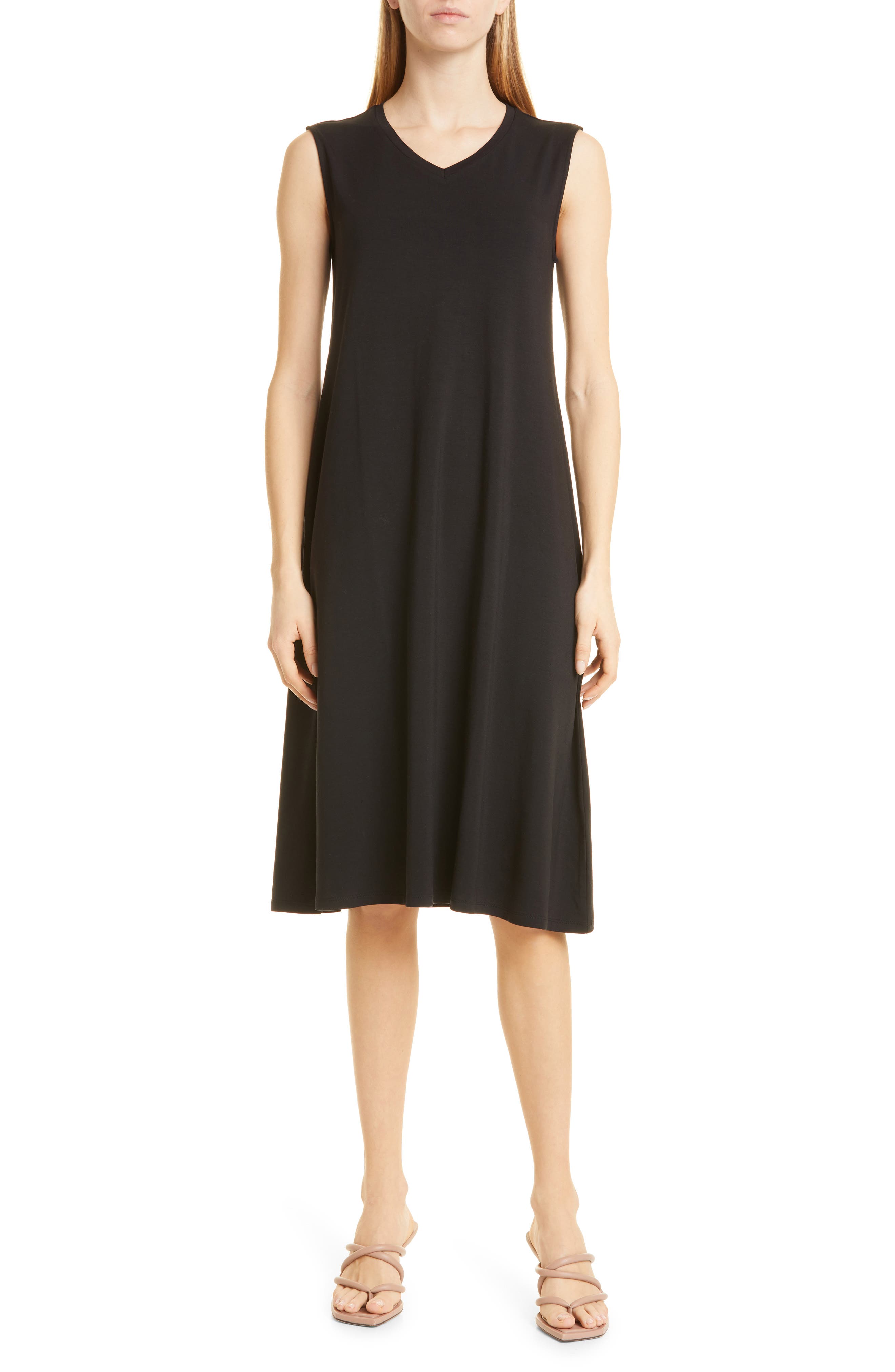 Eileen Fisher V-Neck Stretch Jersey Dress
