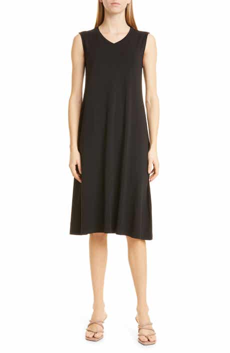 Eileen Fisher V-Neck Stretch Jersey Dress