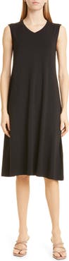 Eileen Fisher V-Neck Stretch Jersey Dress