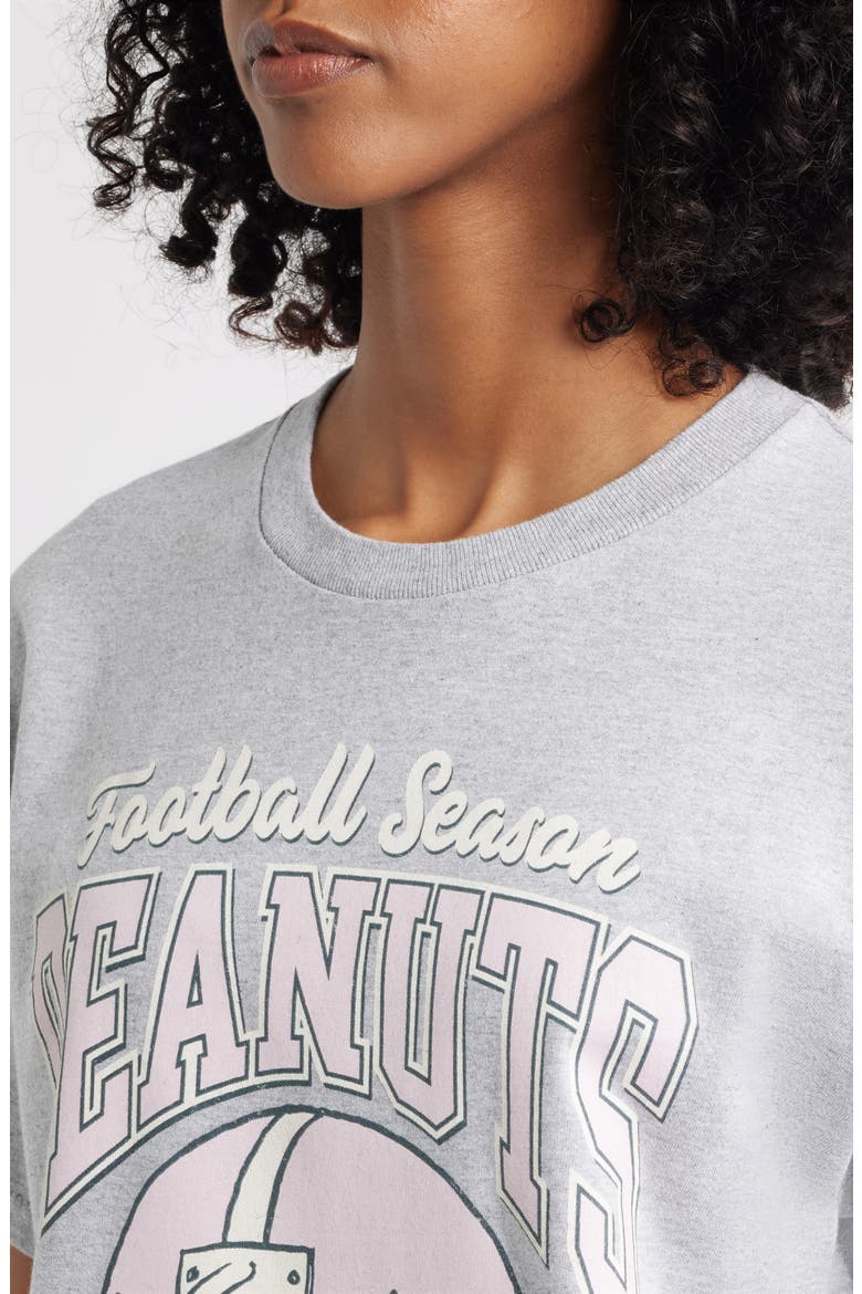 Peanuts® Football Cotton Graphic T-Shirt, Alternate, color, HEATHER GREY