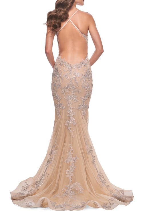 La Femme Mermaid Lace Gown