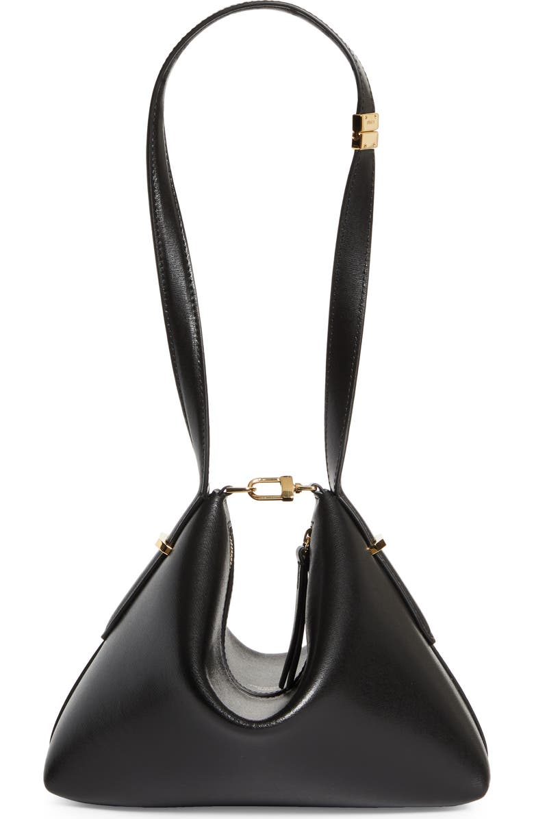 TOTEME Scoop Leather Clutch, Main, color, Black