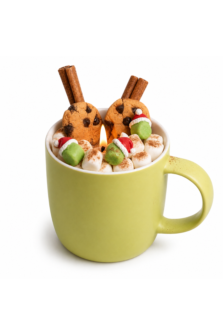 Fireside Cocoa Candle Mug Realistic Food Candle, Main, color, Light Green