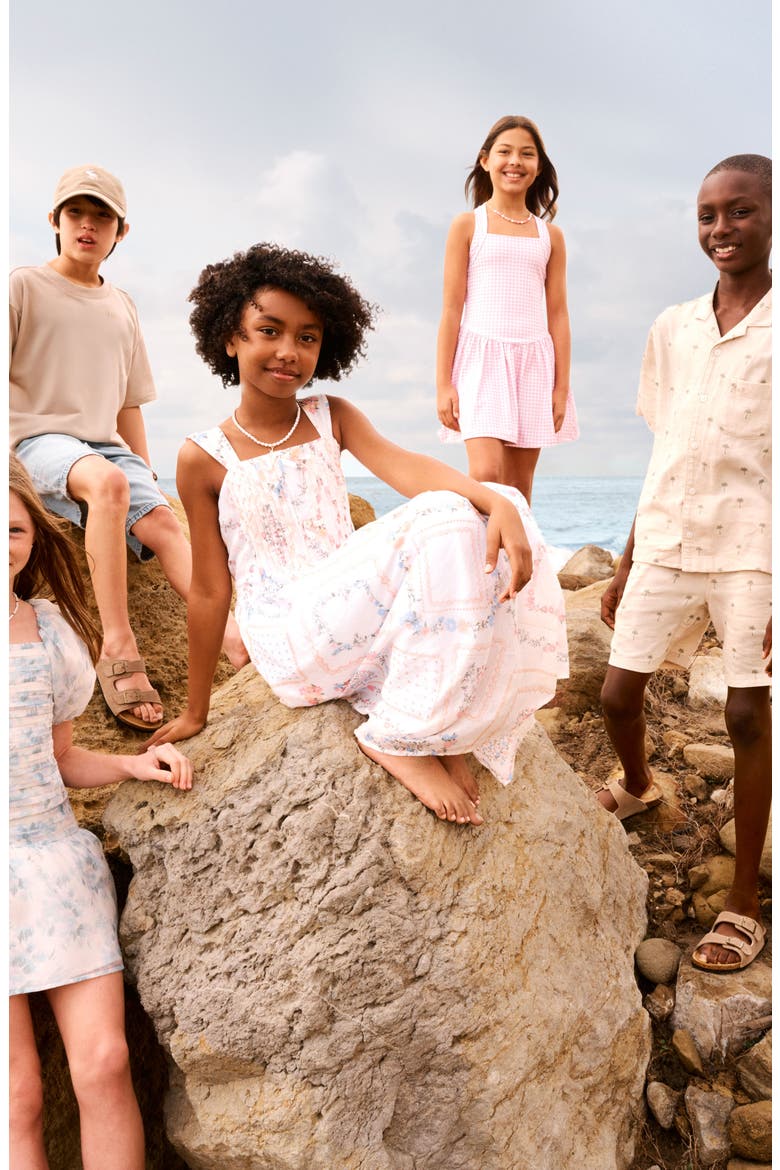 Kids' Pintuck Maxi Dress, Alternate, color, BRIGHT WHITE