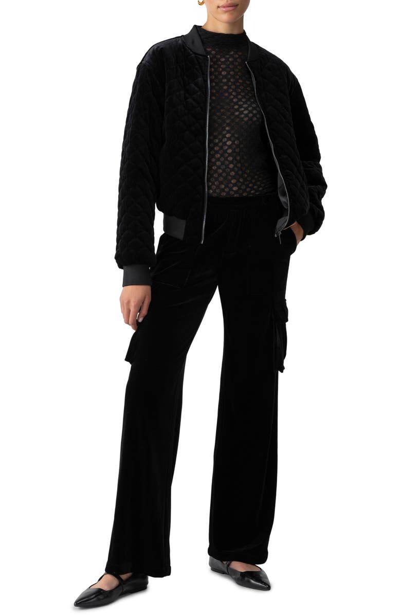 Sanctuary Mona Quilted Velvet Bomber Jacket, Alternate, color, 