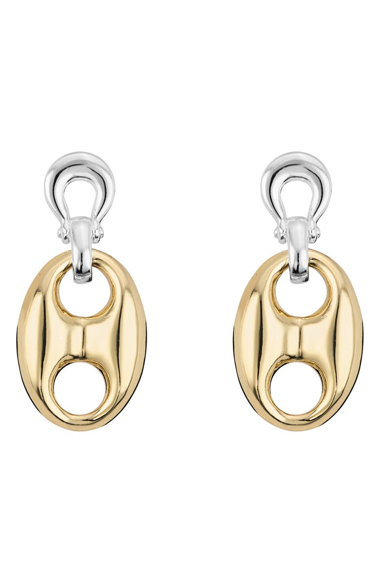 ATHRA LUXE 2-Tone Horsebit Drop Earrings, Main, color, Silver