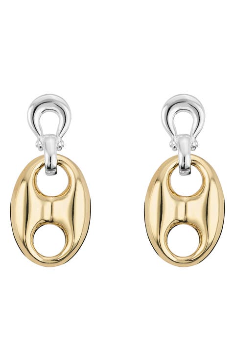 2-Tone Horsebit Drop Earrings