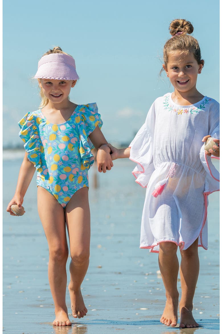 Wide Frill One-Piece Swimsuit, Alternate, color, BLUE MULTI