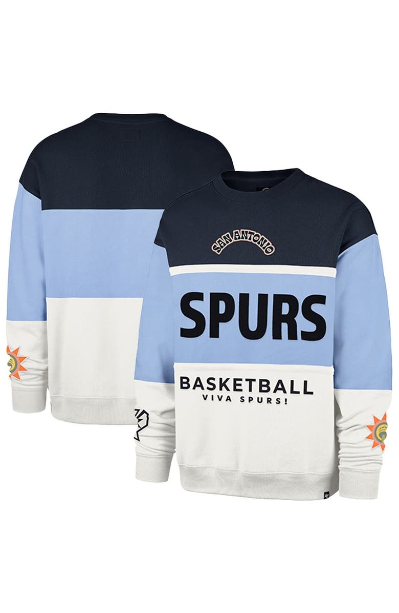 '47 Unisex '47 Blue San Antonio Spurs 2024/25 City Edition On Five Maximalist Pullover Sweatshirt, Main, color, 