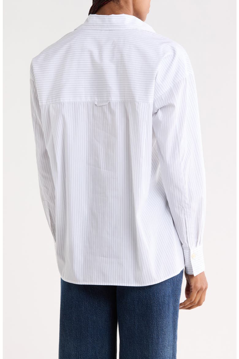 Striped Cotton Button Down Shirt, Alternate, color, OPTIC WHITE/ FERN