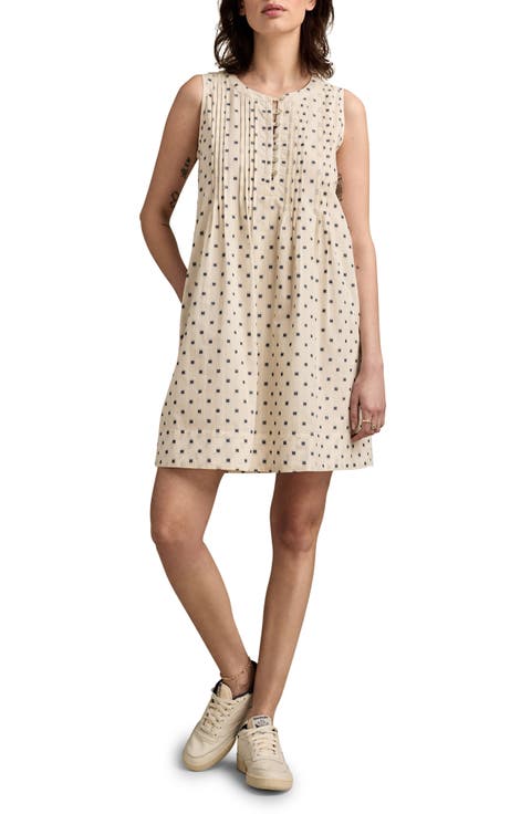 Textured Pintuck Detail Cotton Blend Shift Minidress