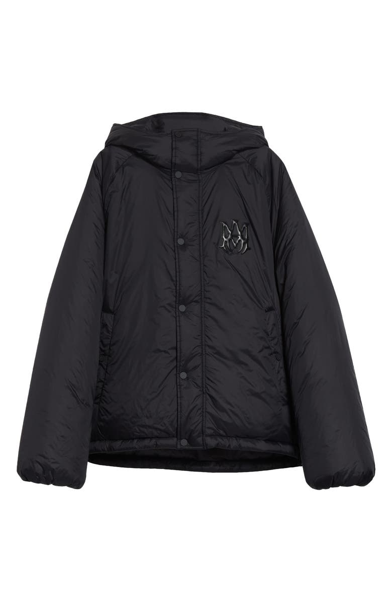 AMIRI Logo Hooded Puffer Jacket, Alternate, color, Black