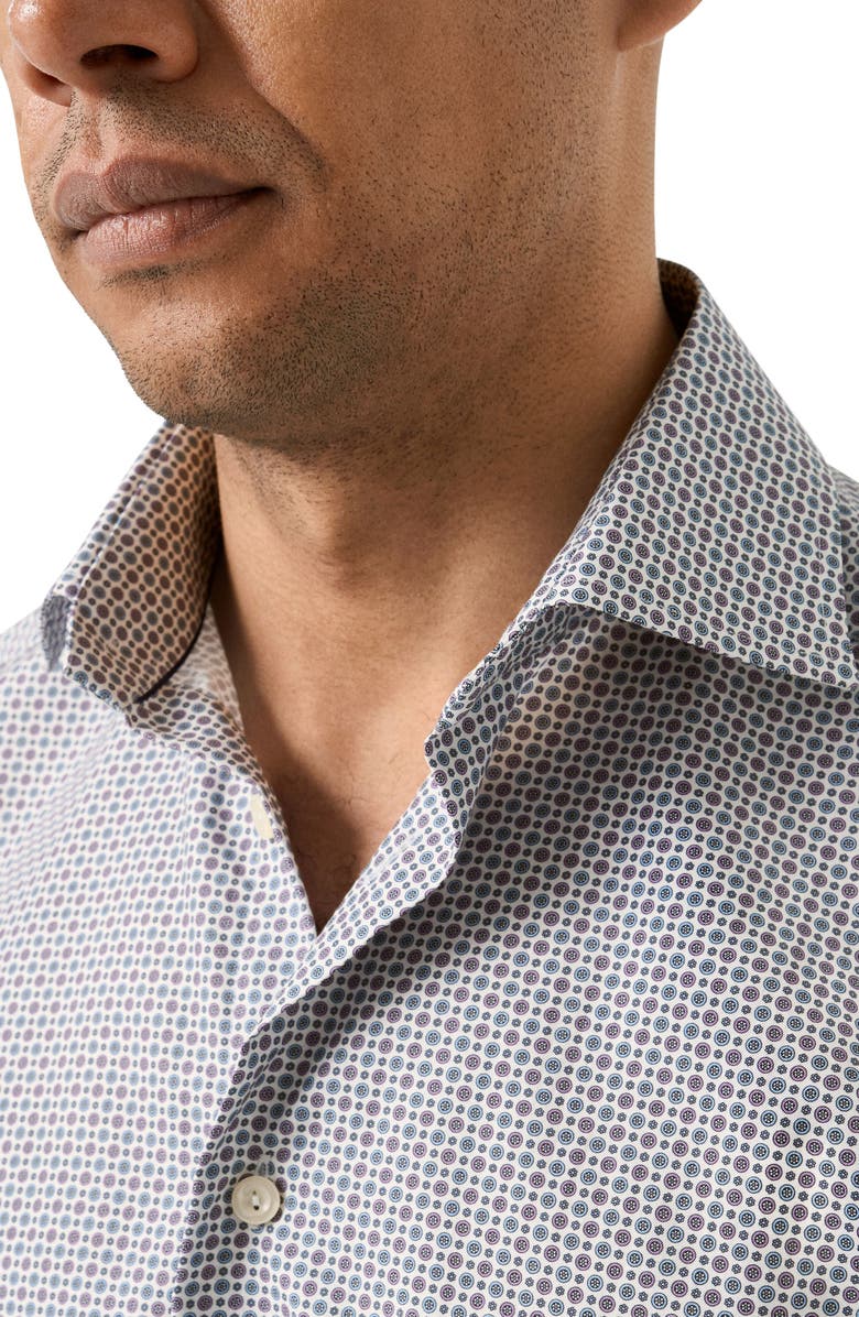 Eton Slim Fit Micro Floral Print Shirt, Alternate, color, Medium Purple