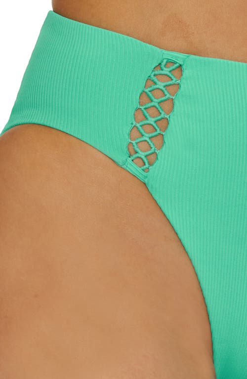 Becca Modern Edge High Waist Bikini Bottoms In Aqua Sea