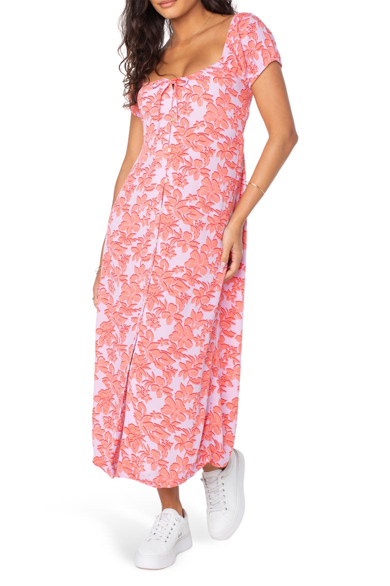 Shelley Coast Print Maxi Dress, Alternate, color, ORCHID BOUQUET SOLID