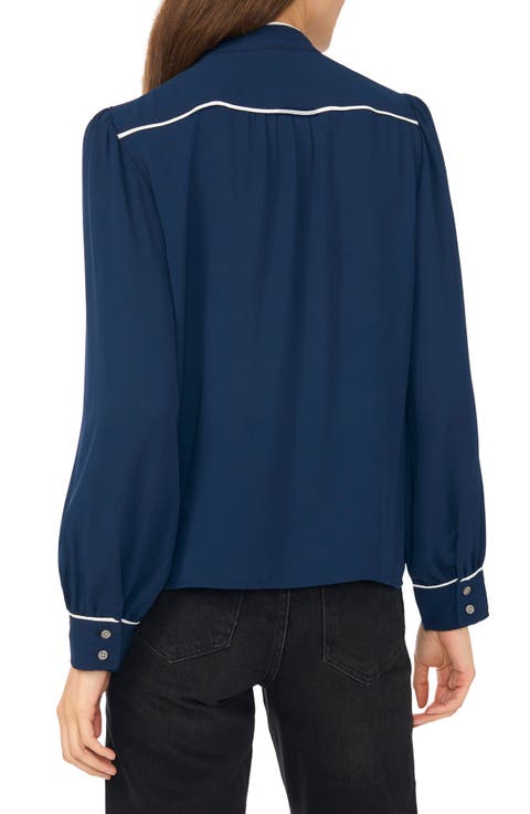Piping Detail Long Sleeve Top