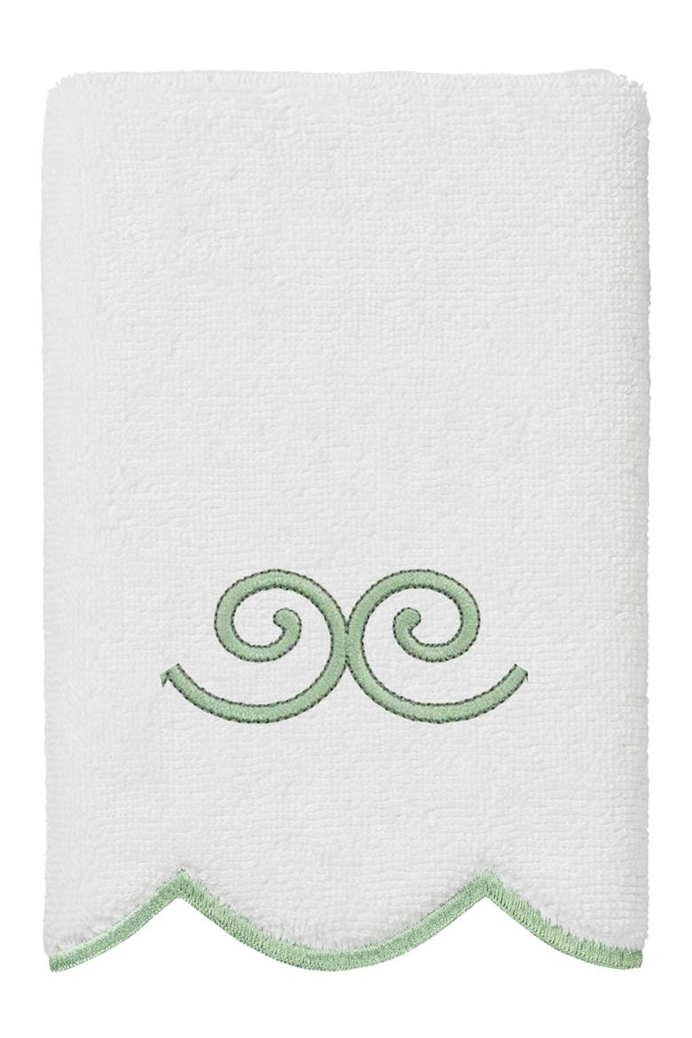 Symmetra Scallop 3-Piece Turkish Cotton Towel Set, Alternate, color, WHITE/ GREEN