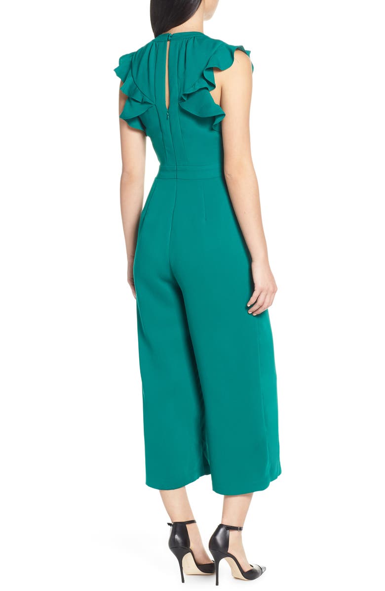 Vince Camuto Ruffle Wide Leg Crop Jumpsuit, Alternate, color,