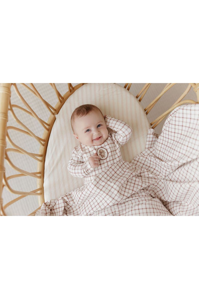 Modal French Terry Plaid Sheep Collection - Footie, Alternate, color, Mauve