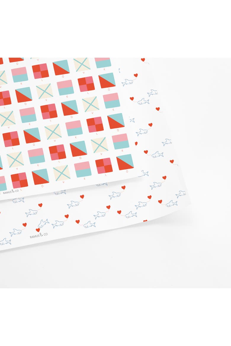 Eight Sheets Two-Sided "Nautical Love" Heavyweight Gift Wrap, Alternate, color, Multicolored