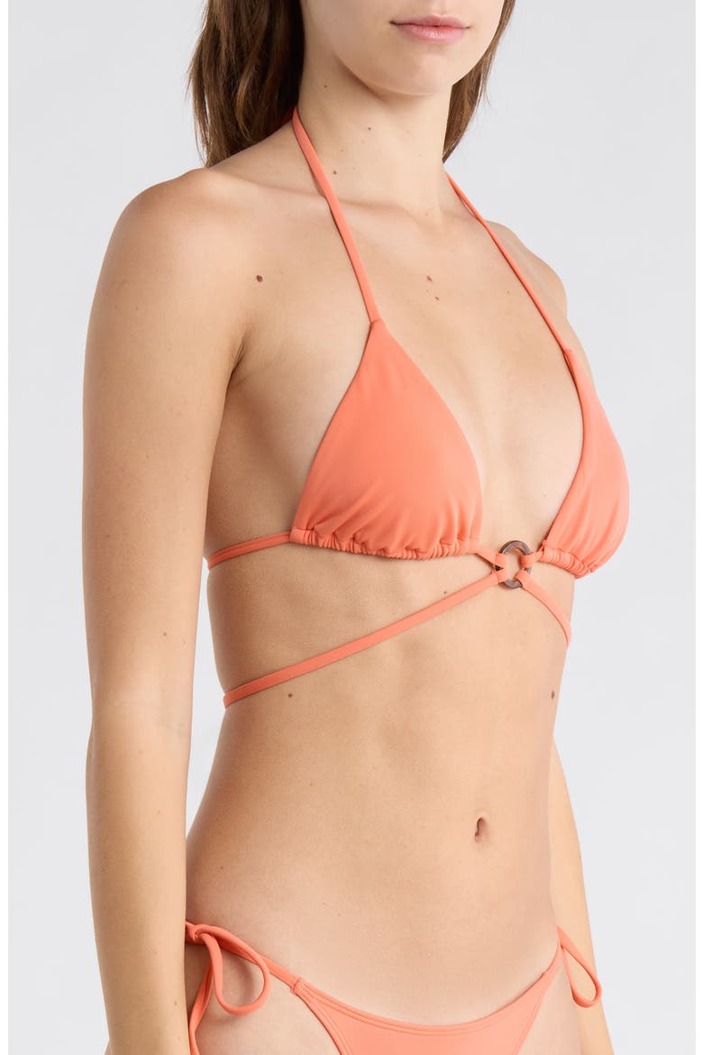 Ari Ring Triangle Bikini Top, Alternate, color, CORAL