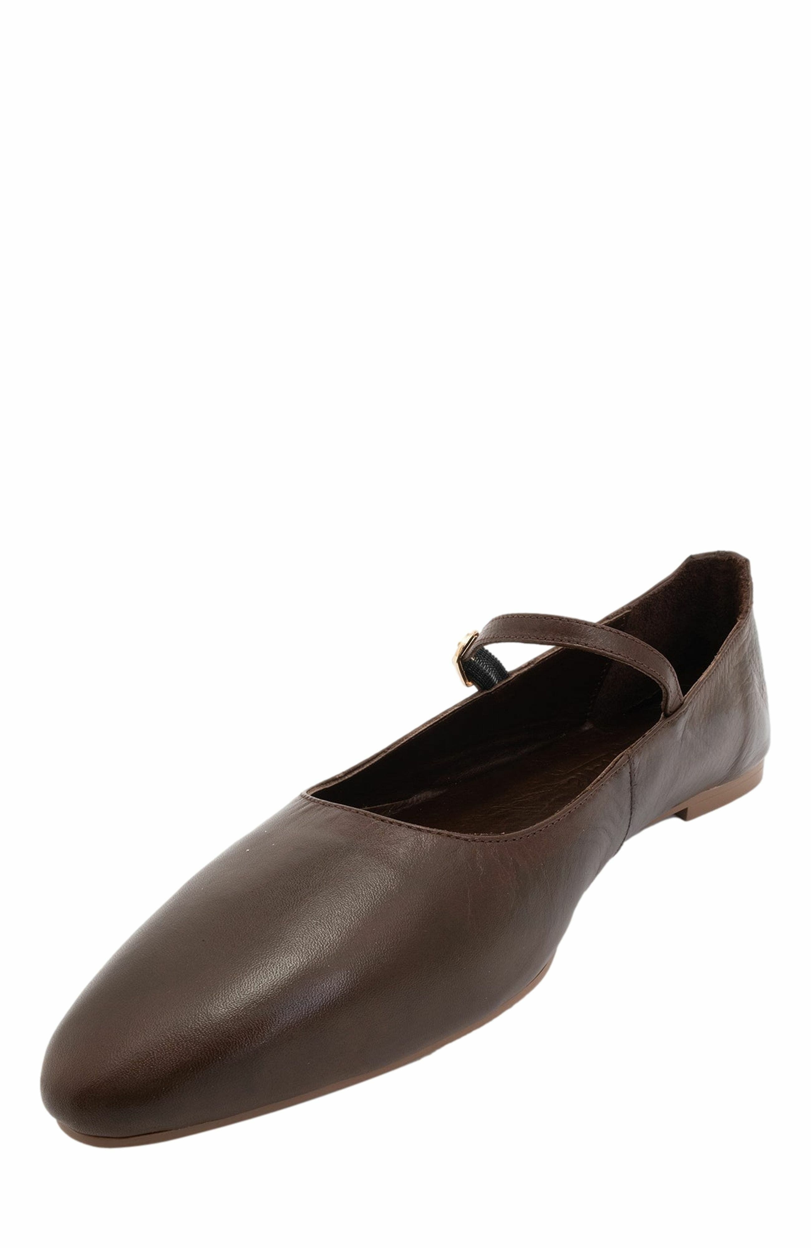 Forever & Always Shoes Lara Leather Mary Jane Flats, Alternate, color, Brown Leather