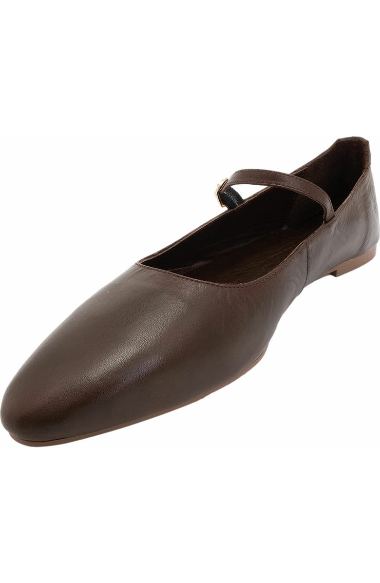 Forever & Always Shoes Lara Leather Mary Jane Flats, Alternate, color, Brown Leather