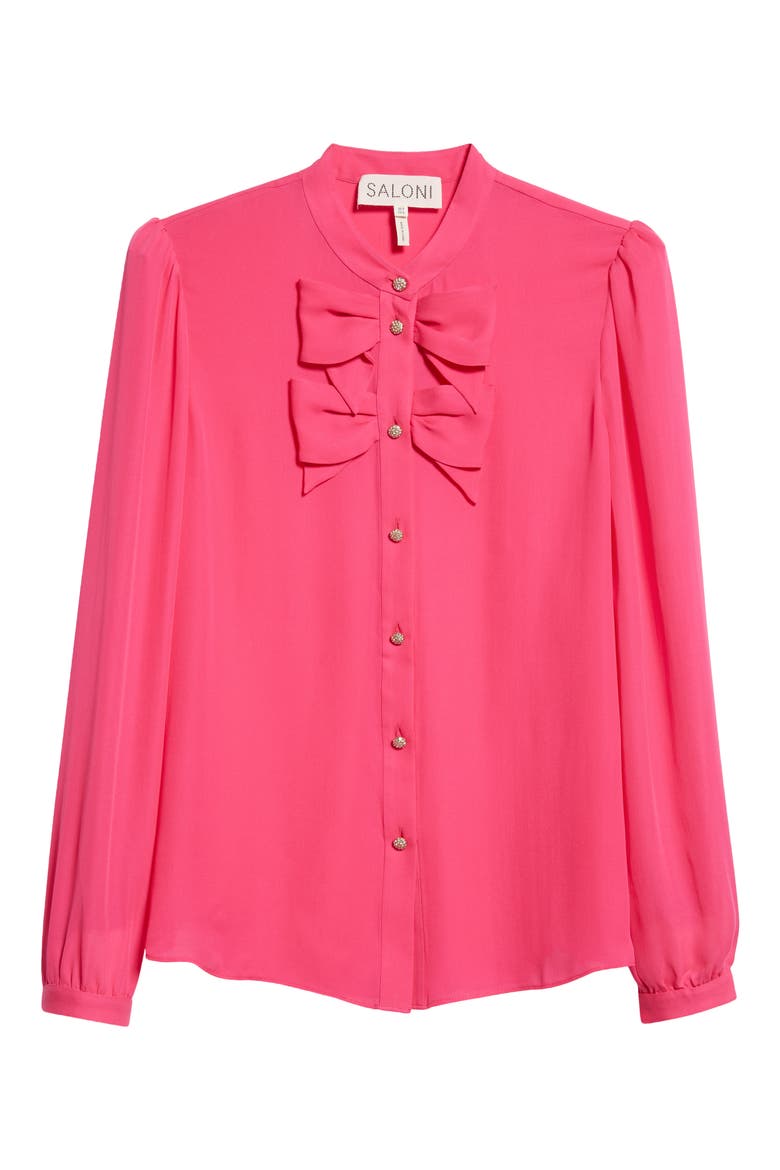 Sasha Silk Button-Up Top, Alternate, color, HOT FUCHSIA
