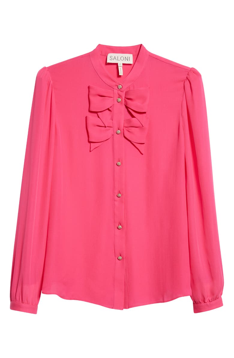 SALONI Sasha Silk Button-Up Top, Alternate, color, Hot Fuchsia