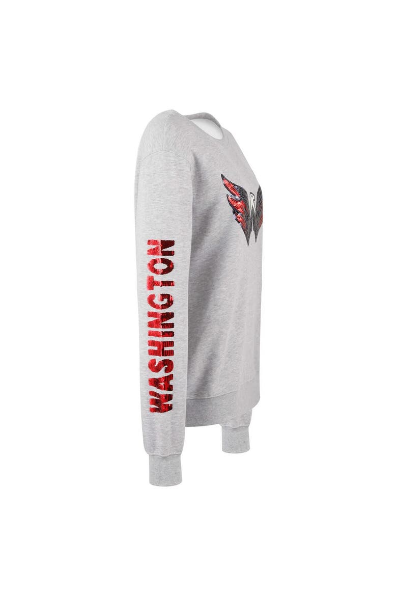 Women's Cuce Heather Gray Washington Capitals Sequin Pullover Sweatshirt, Alternate, color, Heather Gray