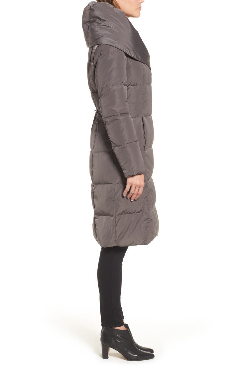 Down & Feather Coat, Alternate, color, CARBON