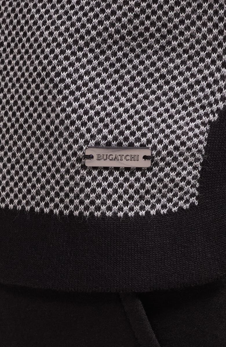 Bugatchi Geometric Jacquard Polo Sweater, Alternate, color, Black