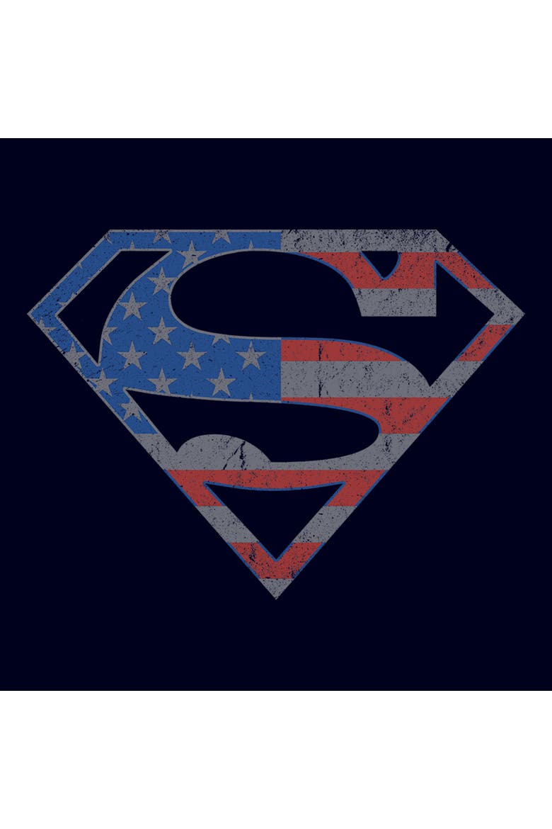 Junior's Stars and Stripes S Shield Short Sleeve Graphic T-Shirt, Alternate, color, Navy Blue