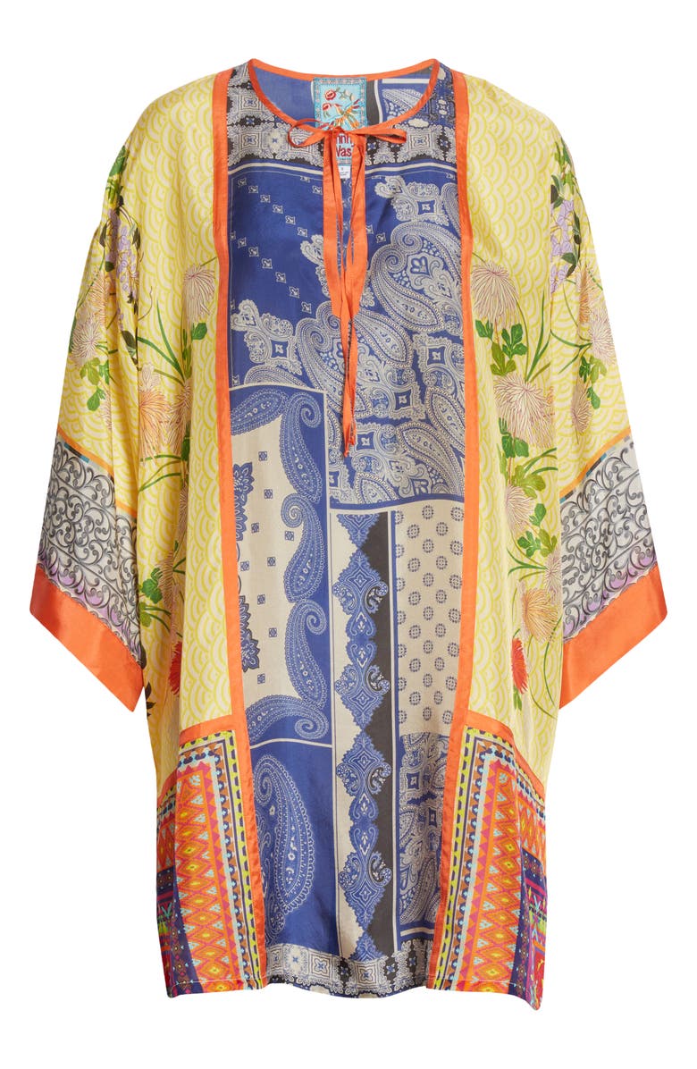 Johnny Was Arden Mixed Print Silk Tunic Top, Alternate, color, 