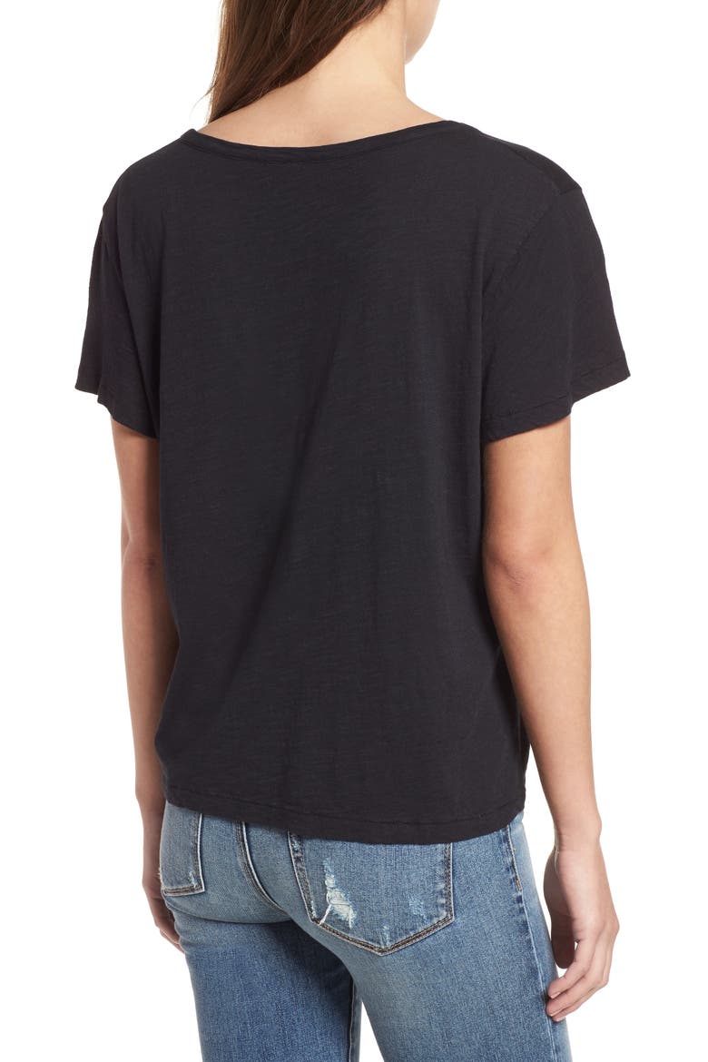 Slit Neck Tee, Alternate, color, BLACK