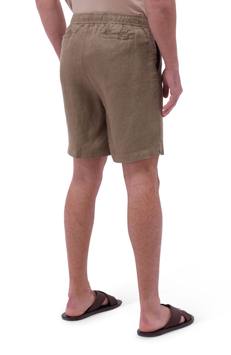 Bugatchi Trent Drawstring Linen Shorts, Alternate, color, Olive