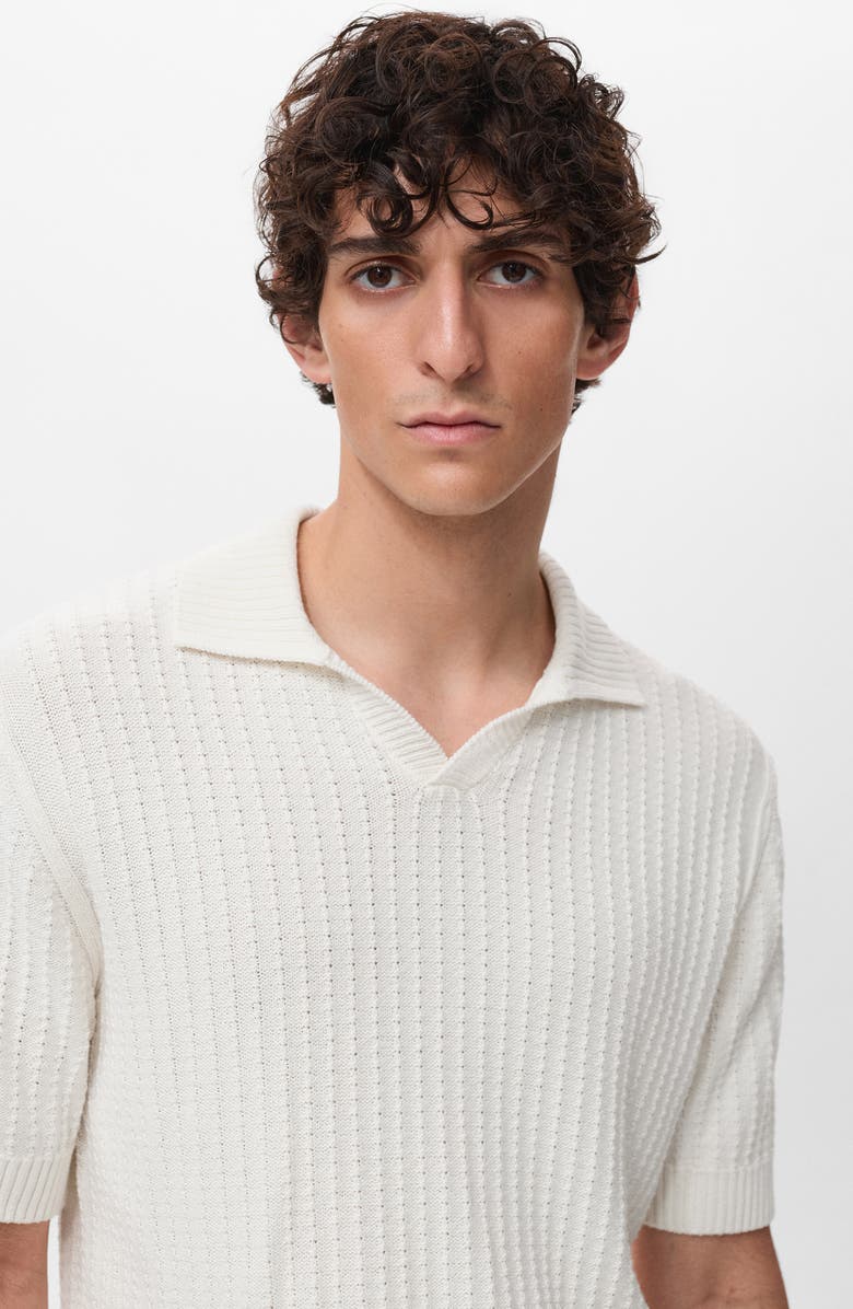 MANGO Johnny Collar Polo Sweater, Alternate, color, Off White