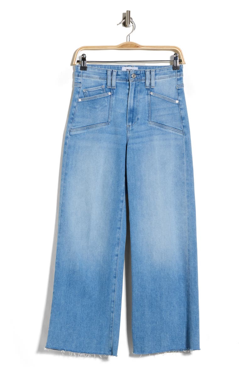 Anessa Set-In Pockets High Waist Raw Hem Wide Leg Jeans, Main, color, VAIL