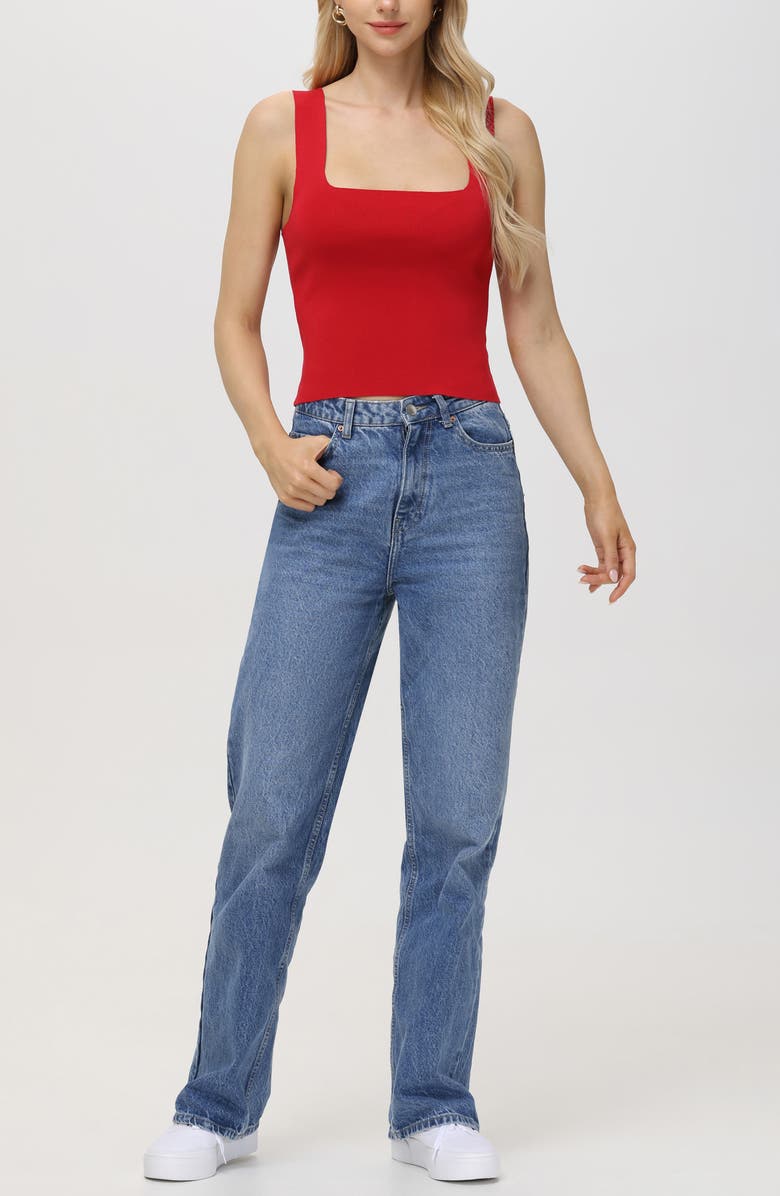 525 Eva Square Neck Crop Rib Tank, Alternate, color, Cherry Red