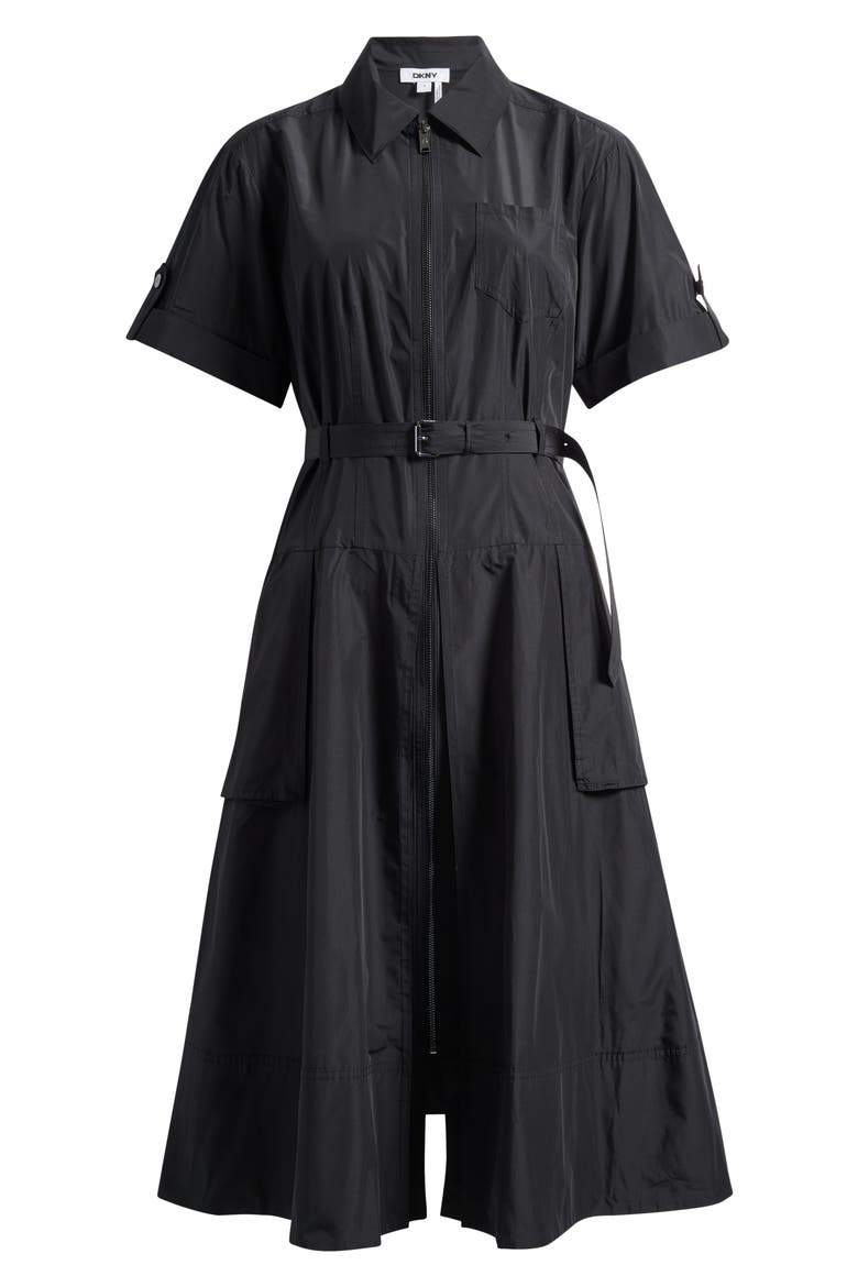 Zip Front Cargo Dress, Alternate, color, BLACK