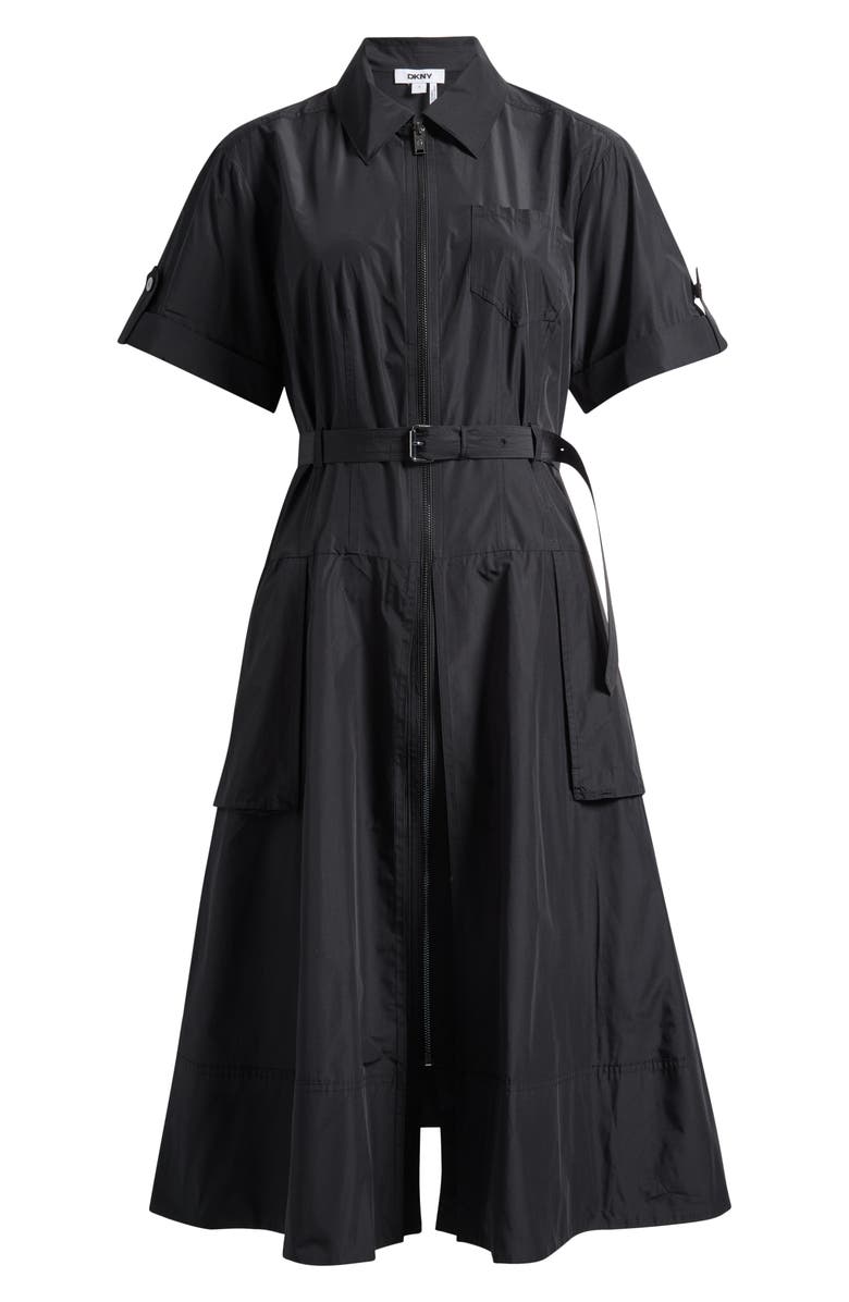 DKNY Zip Front Cargo Dress, Alternate, color, Black