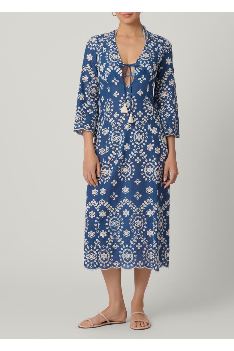 Cannes Embroidered Chambray Maxi Cover Up, Main, color, Chambray