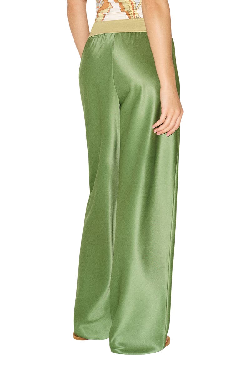 Gale High Waist Satin Pants, Alternate, color, JADE GREEN