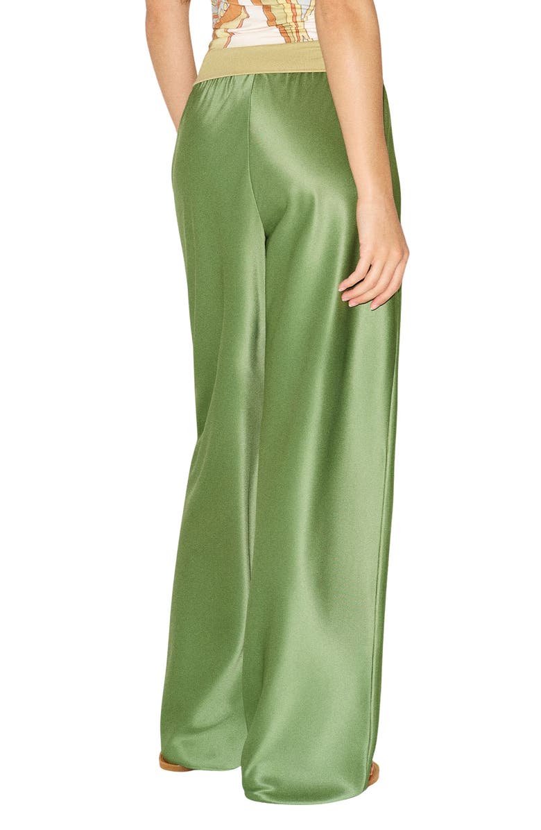 Reformation Gale High Waist Satin Pants, Alternate, color, Jade Green