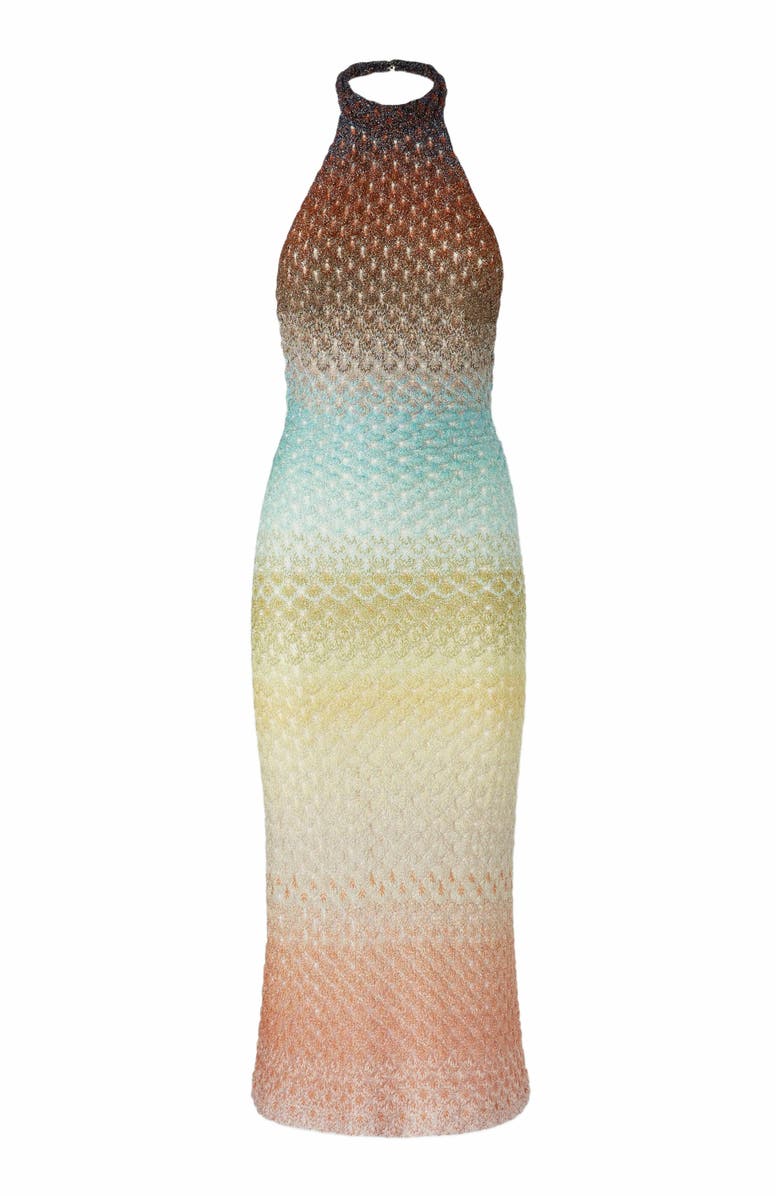 Missoni Dégradé Midi Dress With Halter Neck, Alternate, color, Multicoloured