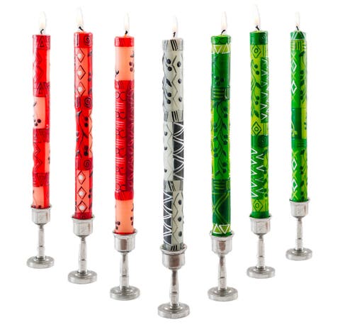 Kwanzaa Painted Candle Taper Collection - Set Of 7