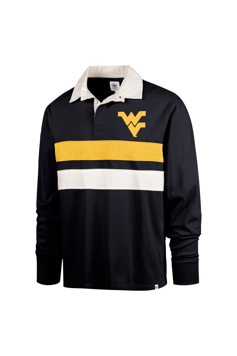 Men's '47 Navy West Virginia Mountaineers Clubhouse Knox Thames Long Sleeve Rugby Polo, Alternate, color, Navy