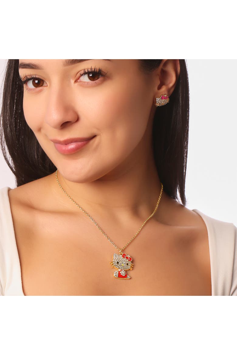 Crystal Pendant Necklace, Alternate, color, Red