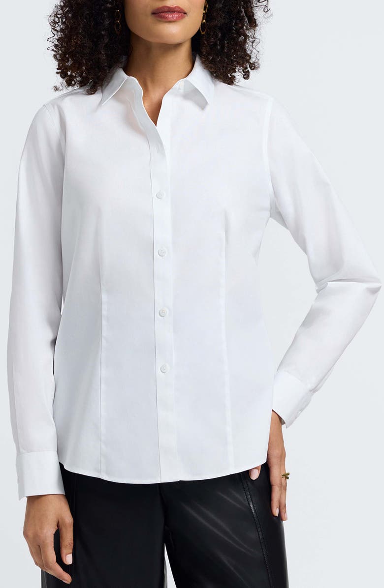 Foxcroft Dianna Non-Iron Cotton Shirt, Main, color, White